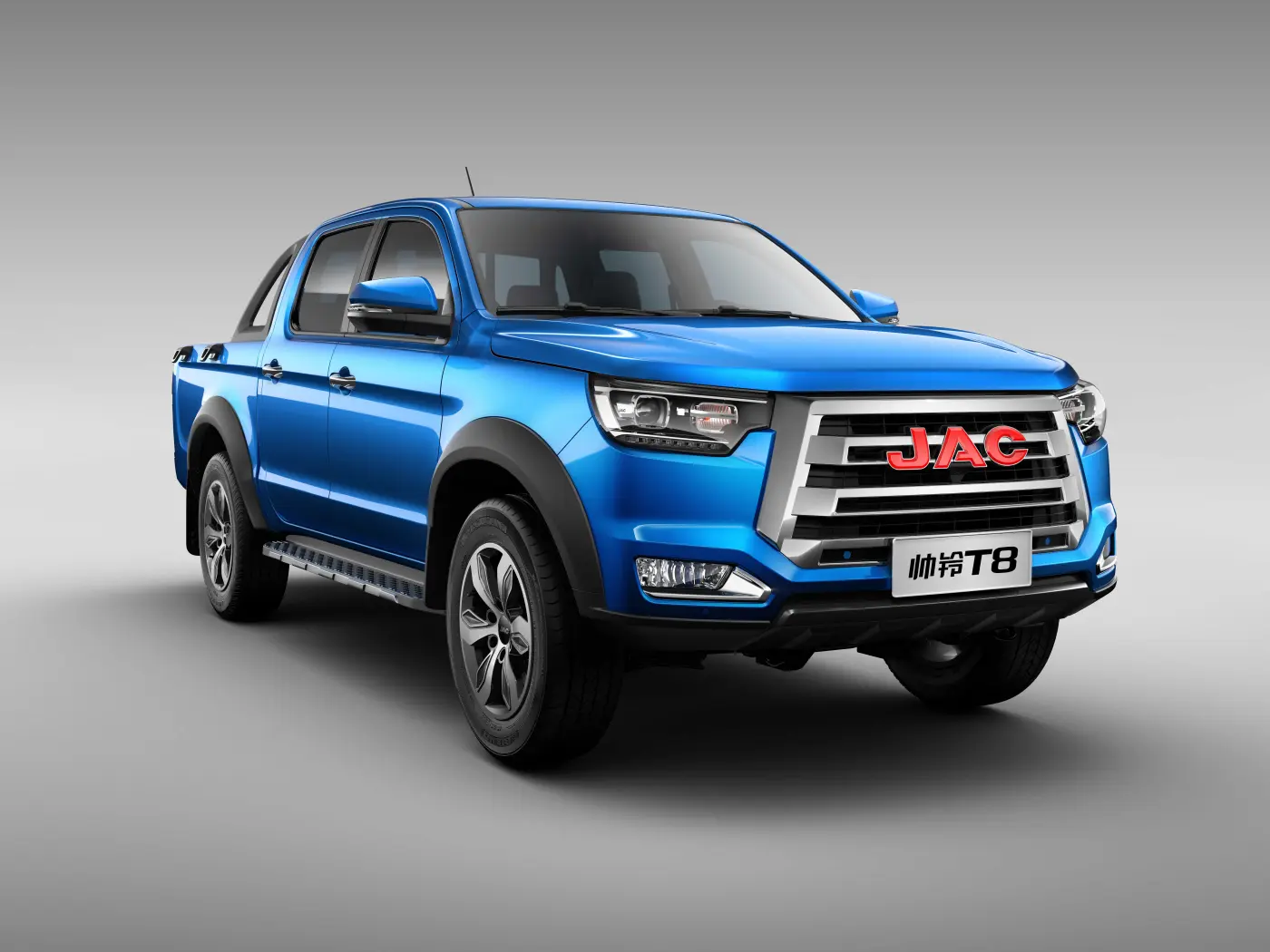 JAC JS6 premium crossover side profile view in motion on scenic highway modern design silver color